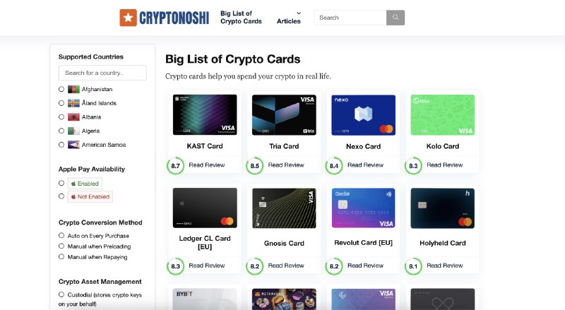 Big List of Crypto Cards