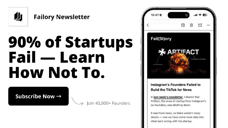 Failory: 90% of Startups Fail —&nbsp;Learn How Not To.